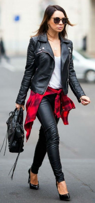 What style jacket looks good with leather pants?