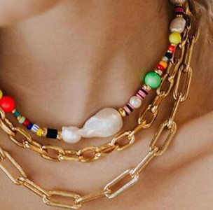 beaded - gold chains