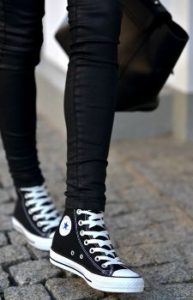 Can I wear a black hoodie with black jeans & white high top sneakers/shoes?