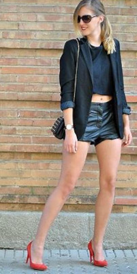 How can I style black leather shorts?