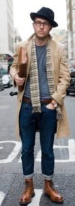 Which colors of a knit hat & scarf would go well with a camel coat for men?