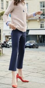 What style tops work with cropped flared pants?
