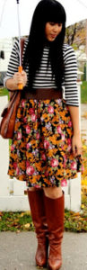 What do you think about floral skirts with boots in cold weather?