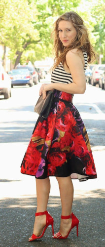 Is a striped top appropriate with a floral skirt?