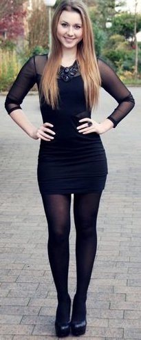 black dress and black leggings