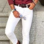 Can I wear off white pants with a burgundy shirt?