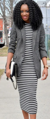 What style of jacket or sweater works with a midi dress?