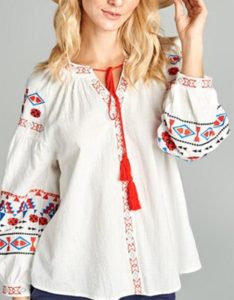 Can I wear white jeans & a peasant style blouse?