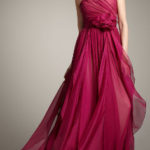 How can I accessorize a raspberry chiffon gown?