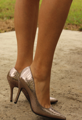 What color of heels should I wear with a plum colored dress?