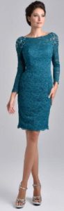 What color of pantyhose & shoes can I wear with a teal blue, lace dress?