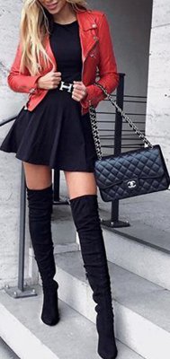 How can I wear leather thigh-high boots to a New Years' Eve Party?