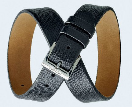 Prada & American express sleek silver-buckled leather bracelet 