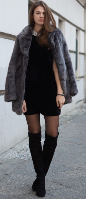 What kind of coat to wear with a black velvet dress?